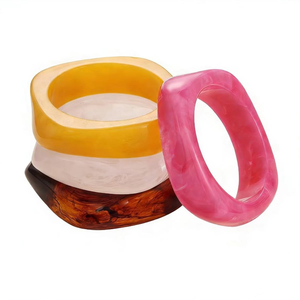 Pulsera de Resina Irregular Multicolor de Moda, Brazalete Circular Brillante y Colorido para Fiesta, Estilo Cristiano para Mujer - Product Image 4