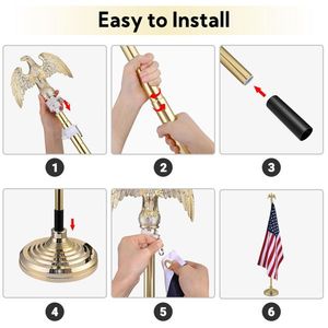 6FT Deluxe Presidential Office Flagpole Set with Gold Eagle Indoor American Flag Great for Sc - Product Image 3