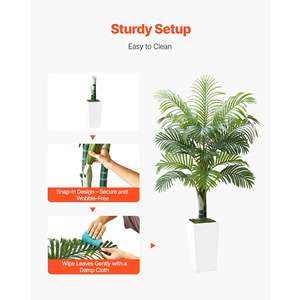 Palmera de Areca Artificial de 5 pies de altura, maceta blanca alta, suelo de imitación de seda, interior, exterior, hogar, oficina, sala de estar, decoración falsa - Product Image 4