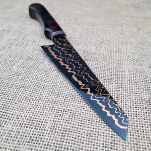 Couteau de cuisine LEGACY BLADES, artisanal de luxe, en acier damas cuivré, manche ergonomique en bois, ambidextre, couteau professionnel moderne - Product Image 5