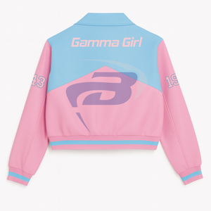 Chaqueta de Carreras Gamma Phi Delta GPD Sorority con Cierre de Cremallera, Chaqueta de Carreras Personalizada con Patrón de Llamas de Algodón de Alta Calidad - Product Image 3