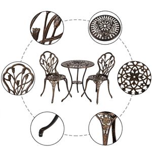 Set Bistrot Tulip in Alluminio Pressofuso a 3 Pezzi, Arredamento da Giardino per Esterni - Tavolo e Sedie da Patio XH - Product Image 5