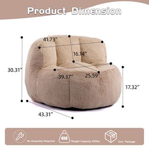 Poltrona Sacco Oversize in Finta Pelliccia Multicolore per Divano, Soggiorno e Esterni - Nessun Montaggio Richiesto - Product Image 5