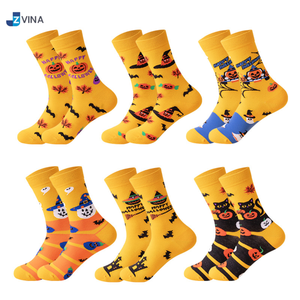 Custom Logo Halloween Crew <b>Socks</b> Men's Knitted Cotton <b>Polyester</b> Spandex Breathable Patterned <b>Socks</b> Autumn Daily Wear - Product Image 1