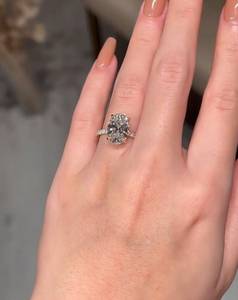 3 Carat Oval Cut Hidden Halo Moissanite Engagement <b>Ring</b> for Women | <b>Solitaire</b> Wedding <b>Ring</b> | Luxury Bridal Jewelry - Product Image 2