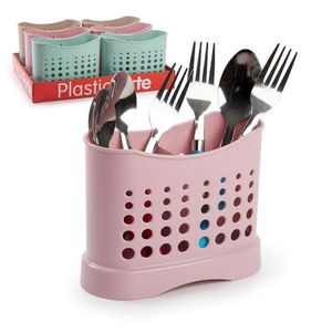 Scatola per posate con design perforato per riporre gli utensili da cucina, colore rosa - Product Image 1