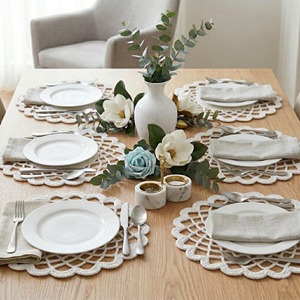 Eye Catching Macrame Placemats Premium Handmade Cotton Table <b>Mats</b> Elegant Boho Dining Table Decor Wholesale From India - Product Image 3