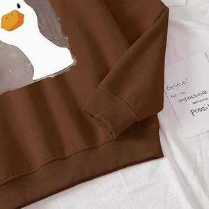 Sweat-shirt graphique pour femme, imprimé canard mignon, col rond, pull décontracté - Product Image 5
