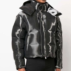 Men's Minimalist Quilted Woolen Embroidery Puffer Jacket Lightweight Winter <b>Covered</b> <b>Button</b> Warm Casual Outdoor Fashion Outerwear - Product Image 3