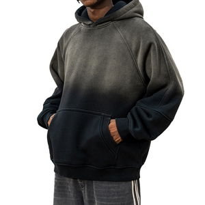 Sweat à capuche vintage délavé à l'acide avec logo personnalisé, effet dégradé, haute qualité, mode, épais, pour homme - Product Image 4