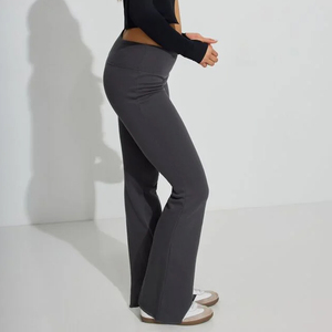 <b>Women</b> Flare Jogger Pants <b>Trousers</b> Polyester/Cotton Breathable Soft <b>Baggy</b> Wide Straight Leg Sweatpants Elastic Waist Eco-Friendly - Product Image 3