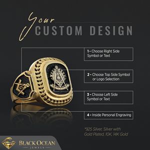 Bague Maçonnique BOJ 017 Personnalisée Unisexe, Bague Chevalière Maître Maçon du Texas, Style Hip Hop Argenté, Prix Bas - Product Image 3