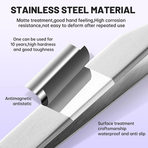 Best Price Fiber Tip Eyelash Tweezers High Precision Stainless Steel <b>Silver</b> Volume Tweezers Wholesale Lash Extension Supplies - Product Image 5