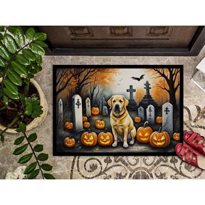 Jaune Labrador Retriever Spooky Halloween Paillasson Antidérapant Lavable Low Pile Intérieur/Extérieur Tapis D'entrée 24H X 36W - Product Image 3