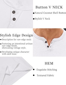T-shirt personnalisé pour homme à col en V, 100% coton, doux, respirant, décontracté, manches courtes, uni, fabrication de vêtements OEM ODM, marque privée - Product Image 5