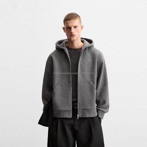 Sweat à capuche personnalisé pour hommes sérigraphie personnalisée logo haute qualité coton lourd français éponge sweat à capuche zippé et lavé à l'acide - Product Image 2