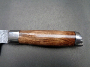 Couteau de cuisine professionnel artisanal, lame en acier à motifs durable, manche ergonomique en bois, couteau de chef en acier Damas pour la préparation des aliments - Product Image 6
