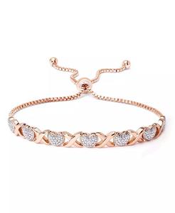 Bracciale di diamante accento cuore X Link in piatto d'argento | Macacy's - Product Image 1