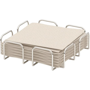 Porte-serviettes plat en métal noir, style vintage, avec plateau en fil métallique et pieds sphériques - Product Image 5