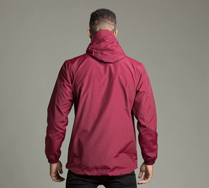 Chaqueta Impermeable con Capucha para Hombre Sirius Sports, Color Borgoña, Cortavientos, Transpirable, con Cierre de Cremallera de un Cuarto, Informal, para Otoño, con Revestimiento de Poliéster en la Parte Delantera - Product Image 5