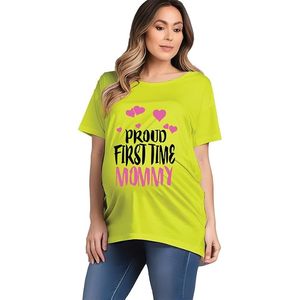 เสื้อยืดทรงหลวมสำหรับคุณแม่มือใหม่ Proud First Time Mommy สีฟ้า ผ้าฝ้าย คอกลม แขนสั้น พิมพ์ลาย เสื้อเจอร์ซีย์ลำลอง - Product Image 3