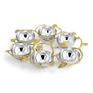 New Arrival Metallic Serving Bowls Set with Gold Silver Finish and Central <b>Handle</b> Modern Kitchenware Decorative Bowl Set - Product Image 2