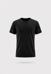 <b>Men's</b> <b>Black</b> O-Neck Short Sleeve <b>Slim</b> Solid Plain Dyed Casual Jersey T-<b>Shirt</b> 100% Polyester Anti-Shrink Anti-Wrinkle 140 Grams - Product Image 4