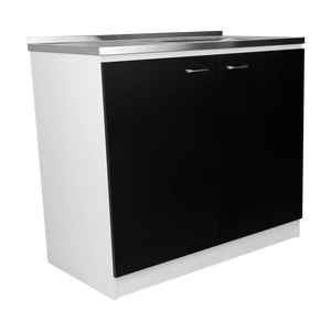 Mobiletto Sottolavello a Doppia Anta Napoles con Un Ripiano in Bianco/Nero per Cucina - Product Image 6