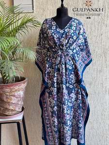 Pink <b>Floral</b> Printed Cotton Maxi Dress V-Neck A-Line Wrap <b>Tie</b> Natural Waist Summer Modest Gown Front Logo - Product Image 3