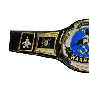 Warhawks Championship Belt VFA-97 Fighter Squadron Design with Gold, Black, and Blue Color Scheme - Product Image 3