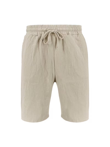 2026 Summer Vacation Style Men's Khaki 100% Cotton Satin Short Sleeve Shirt Long Pants Shorts Set Casual Beach 2pcs Quick Dry - Product Image 5