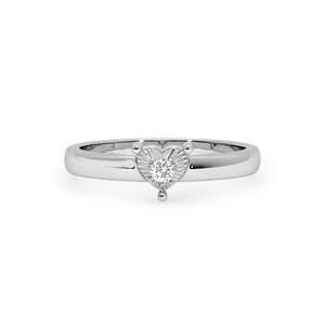 Bague en diamant naturel en forme de cœur en argent sterling 925 |   Bague d'amour minimaliste pour femmes - Product Image 2