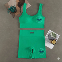 Nouvel ensemble de yoga unisexe sans couture pour bébés et tout-petits 2026 – Tenue de fitness sexy avec soutien-gorge de sport décolleté en V profond et short 100 % nylon anti-plis
