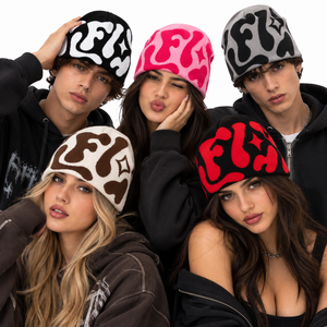 High Quality Unisex Jacquard Beanie Winter <b>Knit</b> <b>Hat</b> Custom Logo Abstract Graphic Streetwear Cap Wholesale B2B Supplier USA - Product Image 5