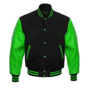 Custom Men's Varsity <b>Jacket</b> Cheap Warm Wool Body <b>Leather</b> Sleeves With Hooded Collar Embroidery Decoration XL Size <b>Long</b> Clothing - Product Image 2