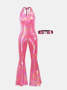 Tenue de danse disco de qualité supérieure, une pièce, en tissu brillant et pailleté, pour danseuses disco. - Product Image 4