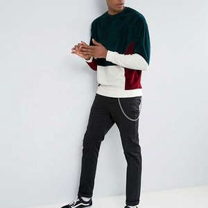 Sudadera de terciopelo personalizada de alta calidad con bloque de Color Unisex para hombre, sudadera lisa de gran tamaño con hombros caídos, sudadera para hombre - Product Image 3