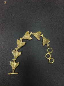 Handmade Brass Koi Fish Link Bracelet | Gold Tone Lucky Fish <b>Charm</b> Chain Bracelet | Bohemian Nautical Statement Jewelry Supplier - Product Image 3