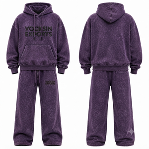 Conjunto Deportivo VocksIn Exports, Sudadera Oversize con Lavado Ácido Morado y Pantalones Anchos, Unisex, Casual, Otoño, con Cordón Ajustable - Product Image 3