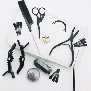 Professional Black Hair Extension Tools <b>Kit</b> – Micro Ring <b>Beads</b> Loop Needle Threader & Hook Pliers Set for Salon & Wholesale Use - Product Image 6
