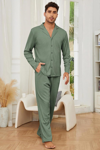 <b>Mens</b> Winter <b>Pajama</b> <b>Set</b> Warm Soft Fleece Feel Sleepwear Long Sleeve Night Suit Comfortable Home Lounge Clothing <b>For</b> Cold - Product Image 3