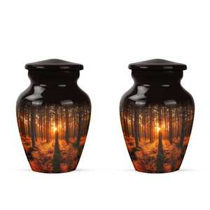 Urnas de Metal para Cenizas Humanas, Urnas para Cenizas de Adultos, Urnas Personalizadas para Mamá, Urnas Funerarias, Urnas con Diseño de Atardecer en el Bosque - Product Image 5