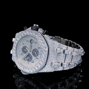 Premium Quality VVS Moissanite Diamond <b>Studded</b> Bling Icedown Quartz Movement Limited Edition Stainless Steel Hip Hop Style Watch - Product Image 3