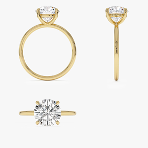 Bague de fiançailles pour femme en or jaune avec diamant taille brillant rond, style classique, pierre naturelle - Product Image 6