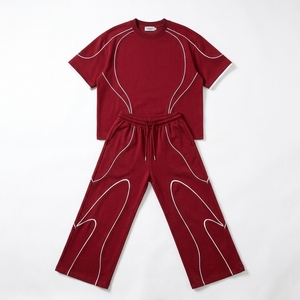 Conjunto de Camiseta Oversize Personalizada y Pantalones Anchos para Hombre, Estilo Urbano Holgado de Dos Piezas con Cuello Redondo, Ropa de Verano Personalizada - Product Image 6