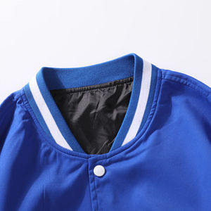 Blouson Bomber Varsity Bleu Uni pour Homme, Col Montant, Longueur Standard, Respirant, Coupe-Vent, Vêtement d'extérieur Décontracté d'Hiver, Poche Avant - Product Image 4
