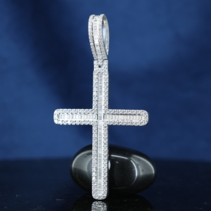 Original Men Iced Out Moissanite Cross Pendant VVS1 GRA Certified 925 Sterling Silver Trendy Gold Plated - Product Image 1