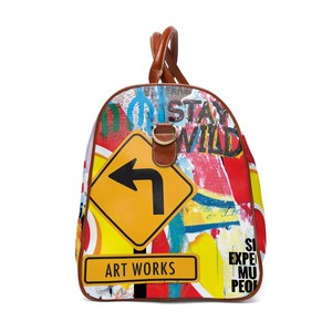 Colorful <b>Canvas</b> Duffel <b>Bag</b> With Leather Handles Zipper Closure Large Capacity Travel Weekender <b>Bag</b> - Product Image 4