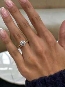 Lab Grown 2.01CT Round Cut Diamond Signet Dual Band <b>Ring</b> <b>Set</b> For Women's 18K Solid <b>Gold</b> Wedding Promise Gift For Lovers - Product Image 5