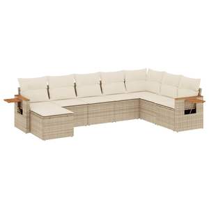Conjunto de Sofás de Jardín de Ratán Beige, 6 Plazas, Muebles de Patio Contemporáneos para Exteriores - Product Image 2